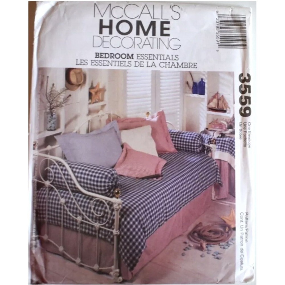 MCCALLS PATTERN 3559 DUVET PILLOWS TABLE COVER BEDSKIRT UNCUT VINTAGE 2002